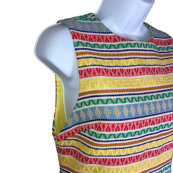 Alice + Olivia Coley Crew Neck Shift Dress Jacquard Stripe Pattern Sleeveless 6 - Picture 6 of 16
